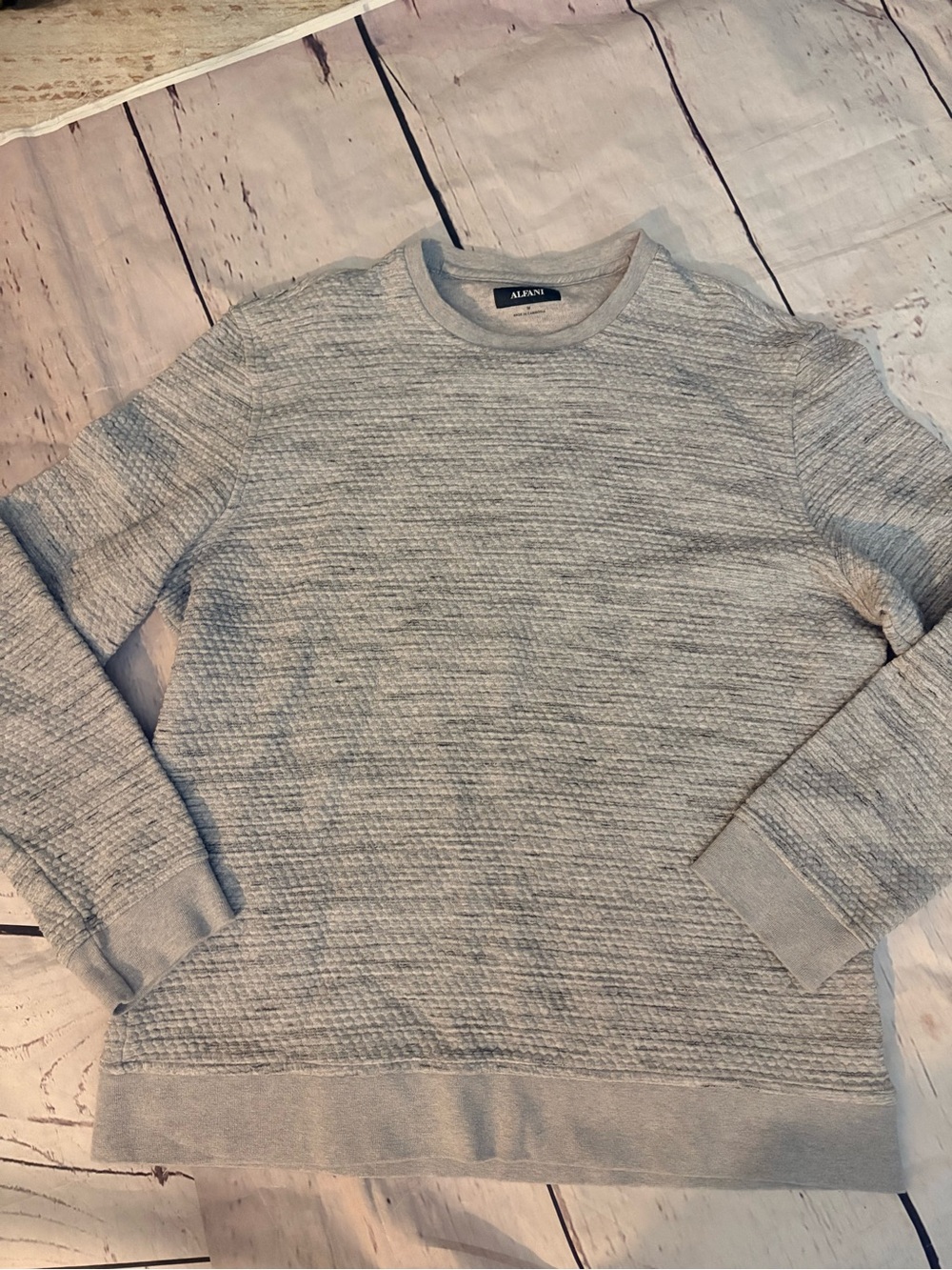Alfani Men's Heather Light Gray Textured Crewneck Sweater NWOT medium